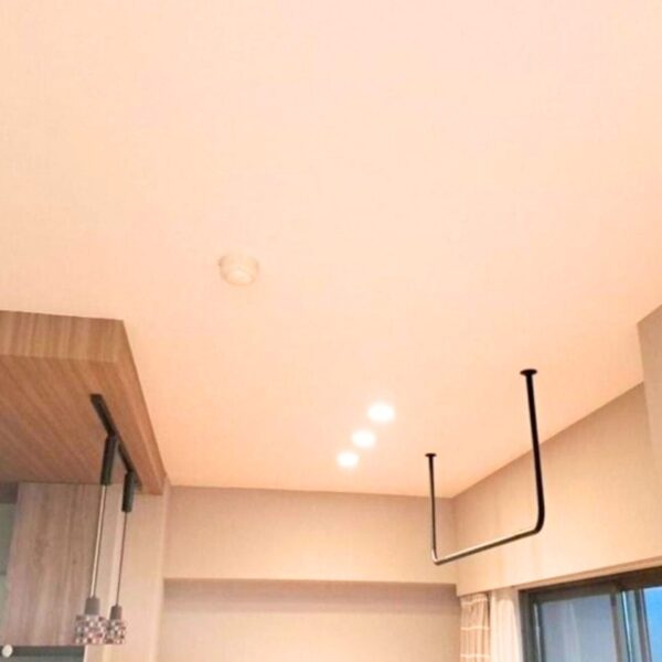 金沢市　マンション　漏水復旧　居間　天井ボード貼り替え　クロス貼り替え